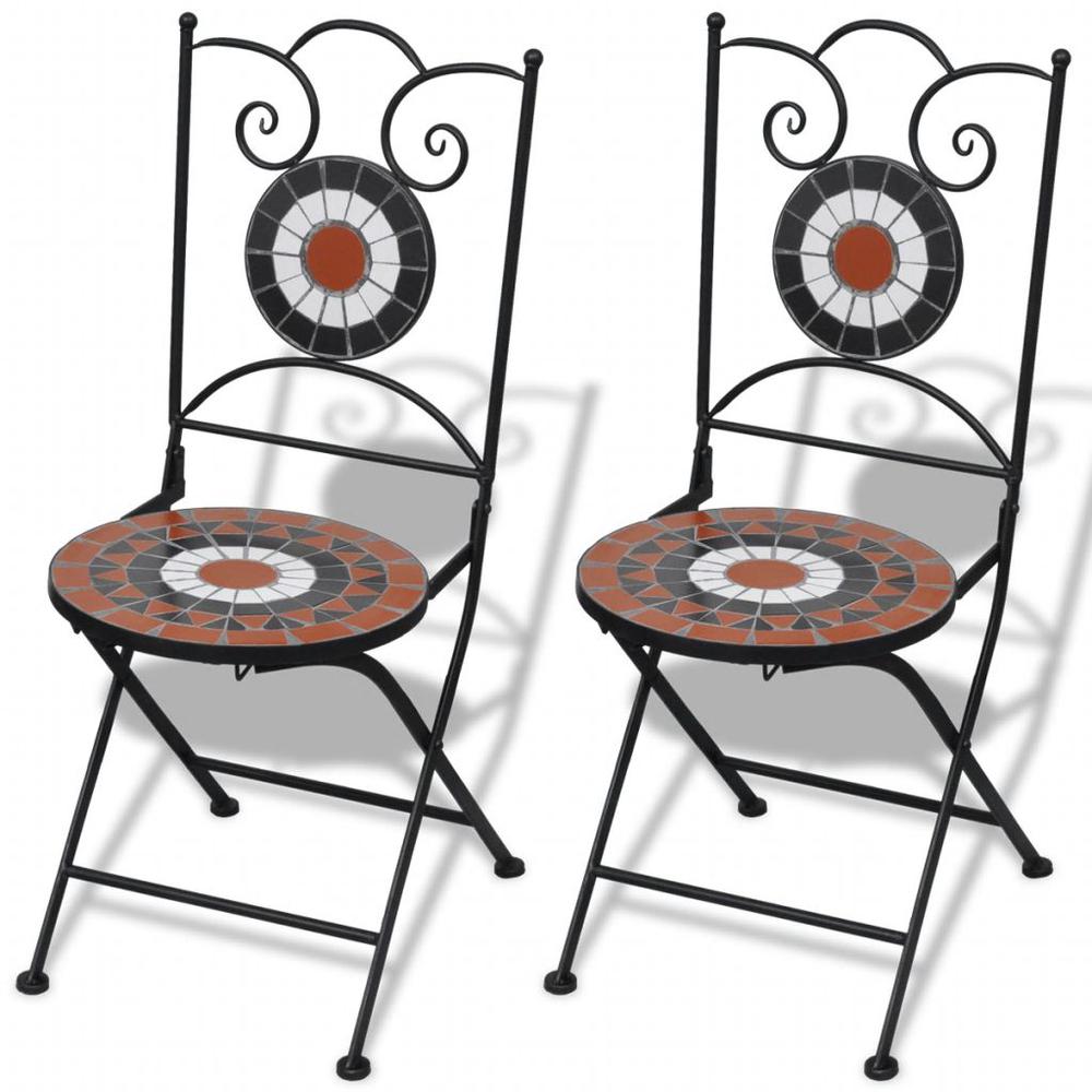 vidaXL Folding Bistro Chairs 2 pcs Ceramic Terracotta and White, 41535. Picture 1