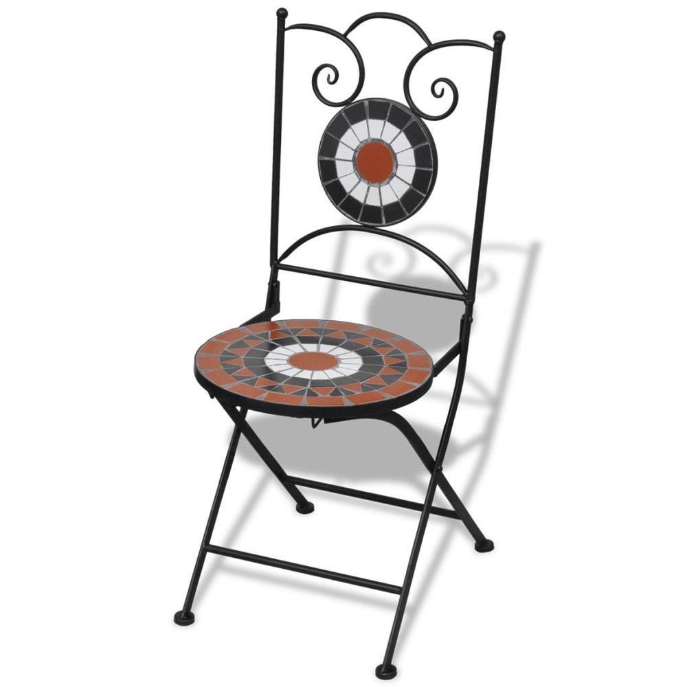 vidaXL Folding Bistro Chairs 2 pcs Ceramic Terracotta and White, 41535. Picture 2