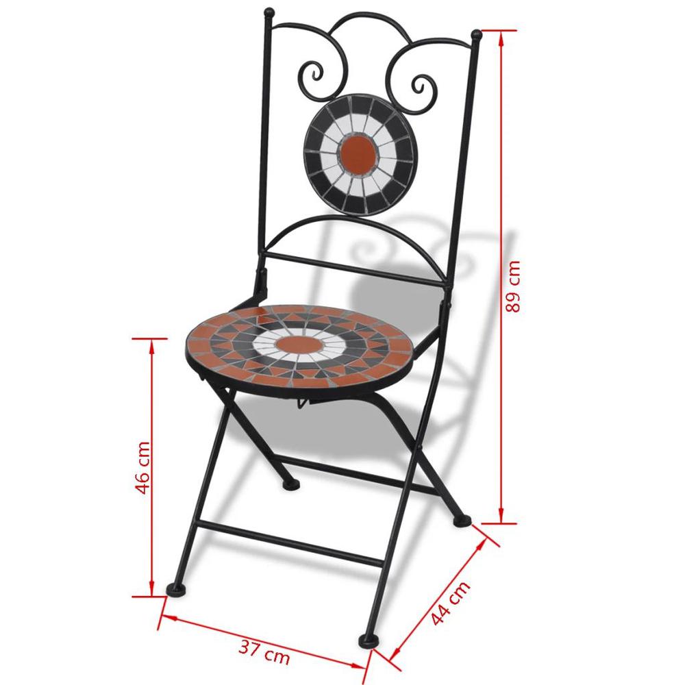 vidaXL Folding Bistro Chairs 2 pcs Ceramic Terracotta and White, 41535. Picture 7