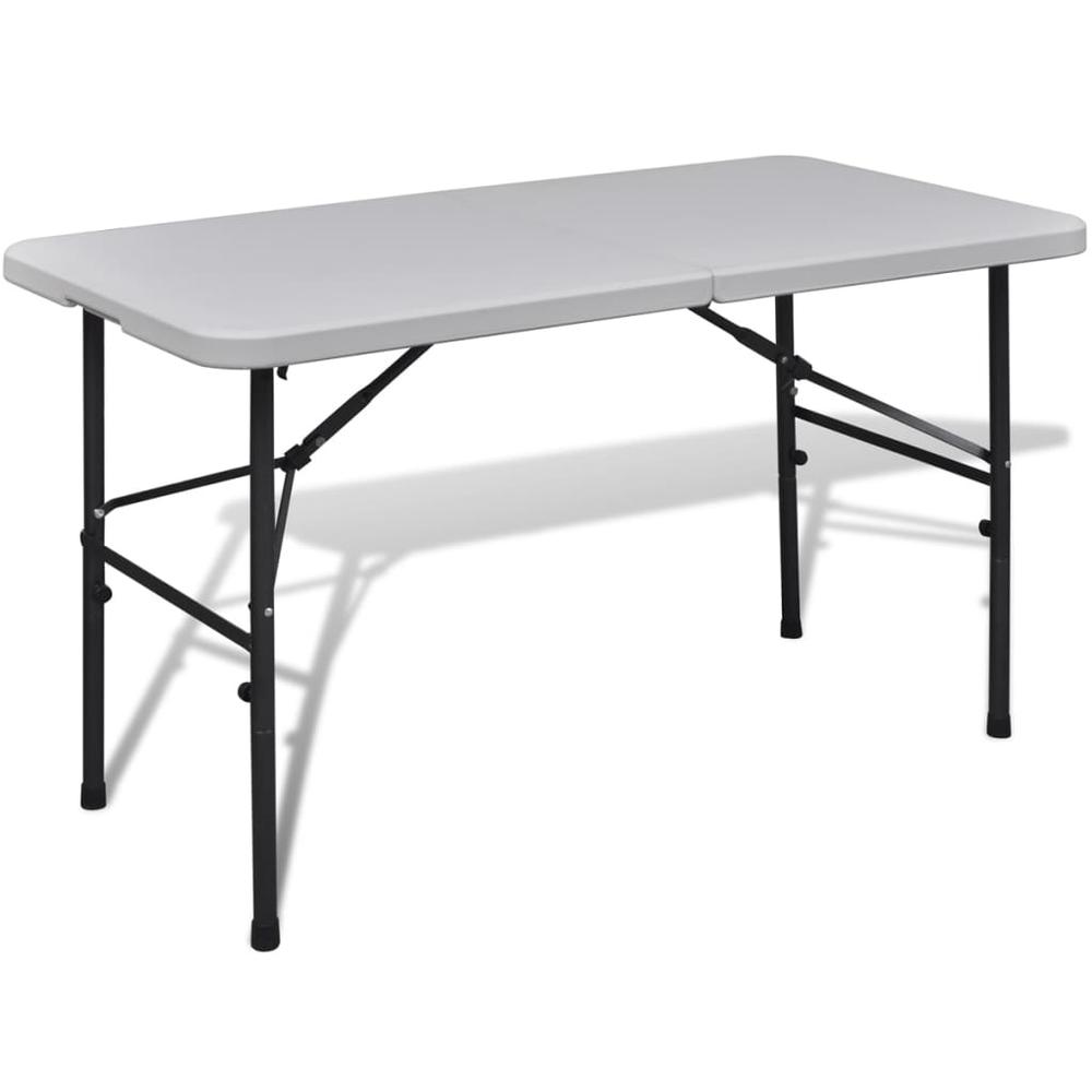 vidaXL Foldable Garden Table 48" HDPE White, 41568. Picture 1