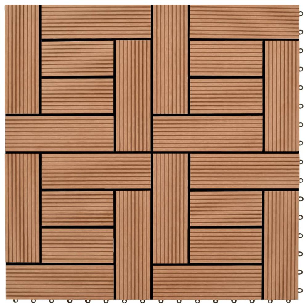Brown 11 pcs 11.8"x11.8" Decking Tiles WPC 11 ftÂ², 41550. Picture 1