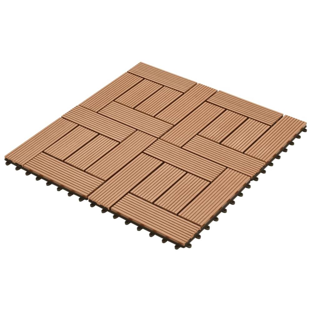 Brown 11 pcs 11.8"x11.8" Decking Tiles WPC 11 ftÂ², 41550. Picture 3