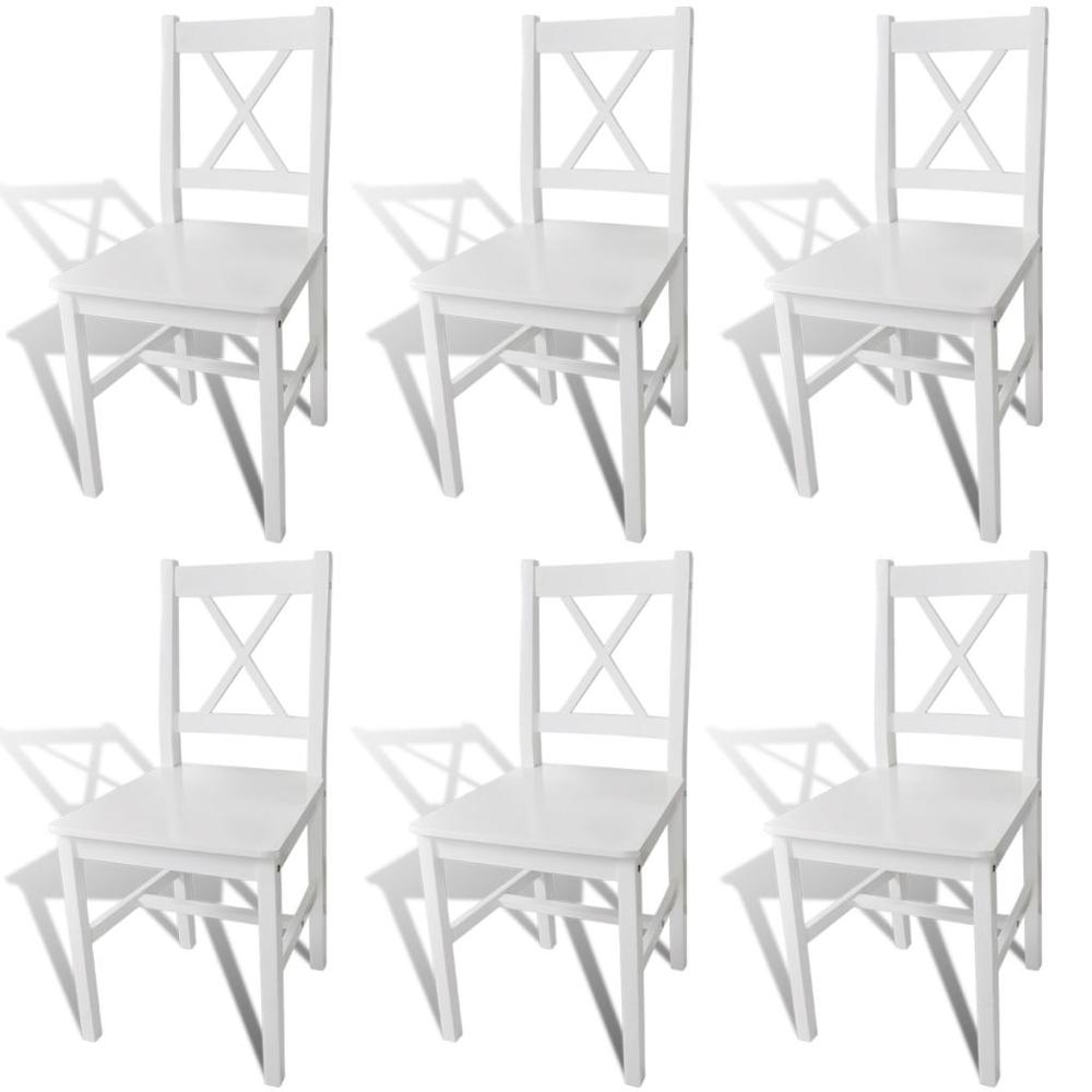 vidaXL Dining Chairs 6 pcs White Pinewood, 271496. The main picture.