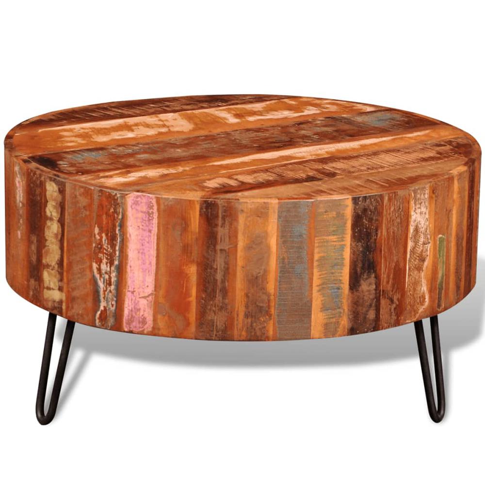 vidaXL Coffee Table Solid Reclaimed Wood Round, 241626. Picture 1