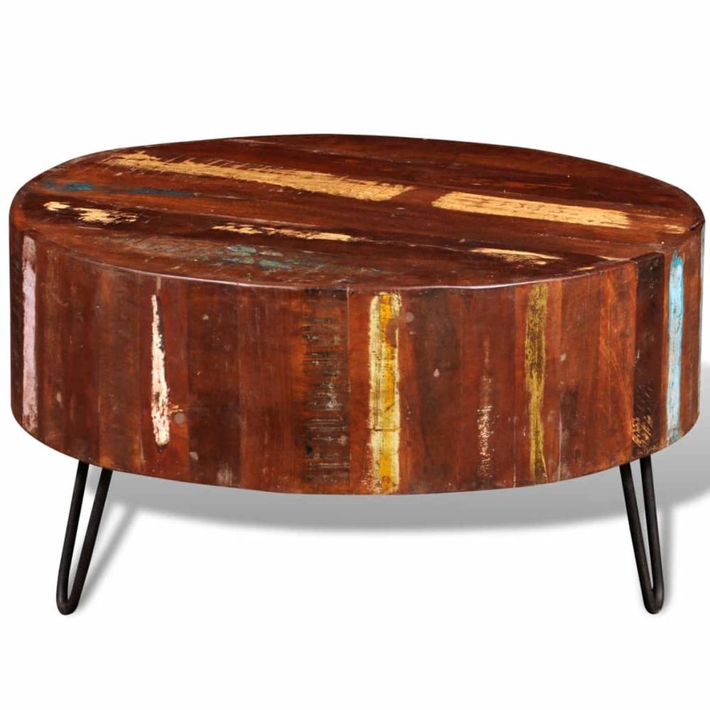 vidaXL Coffee Table Solid Reclaimed Wood Round, 241626. Picture 3