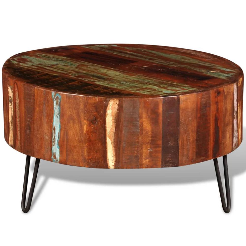 vidaXL Coffee Table Solid Reclaimed Wood Round, 241626. Picture 4