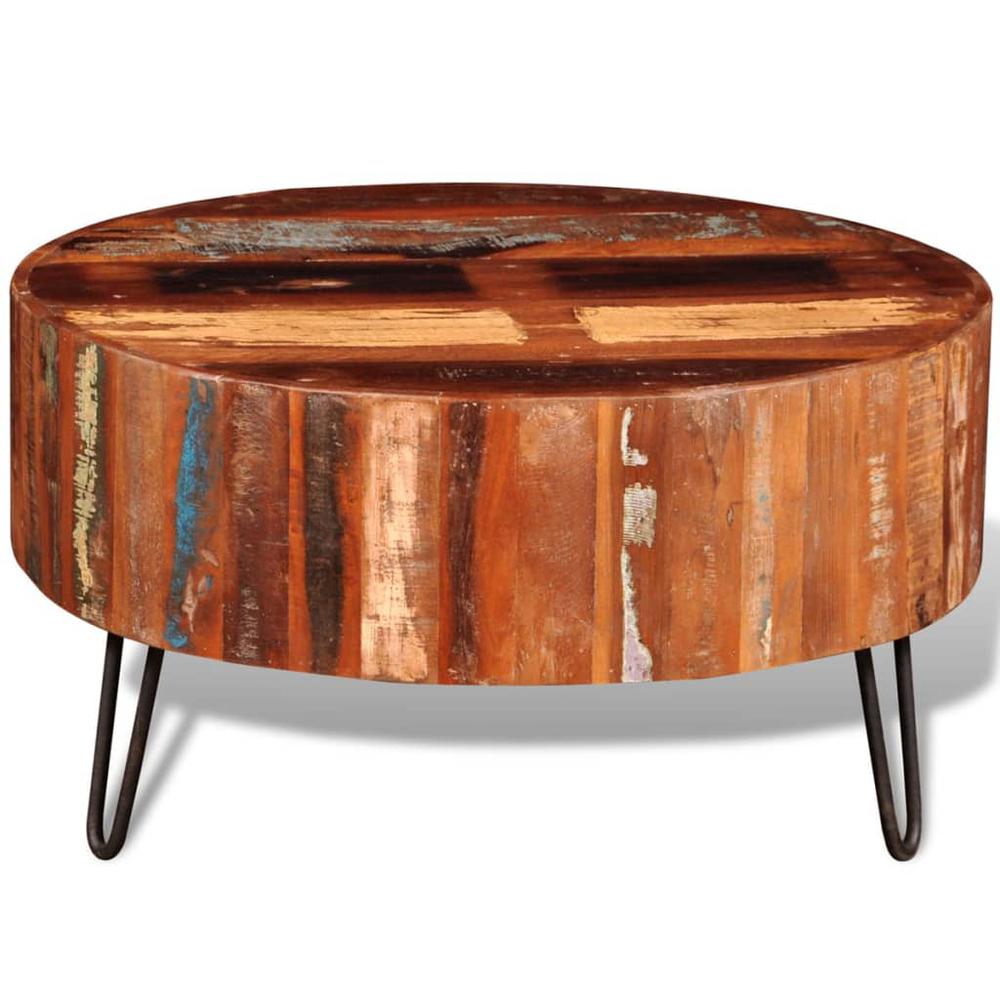 vidaXL Coffee Table Solid Reclaimed Wood Round, 241626. Picture 5