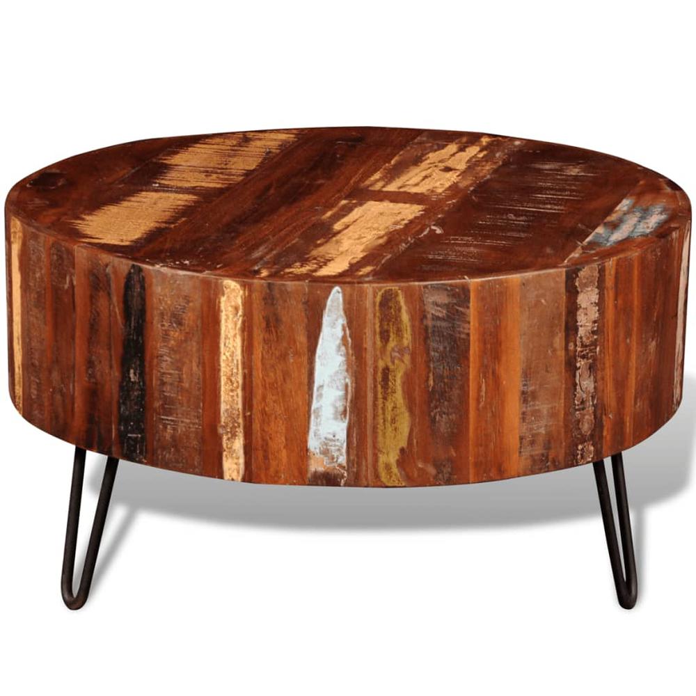 vidaXL Coffee Table Solid Reclaimed Wood Round, 241626. Picture 6