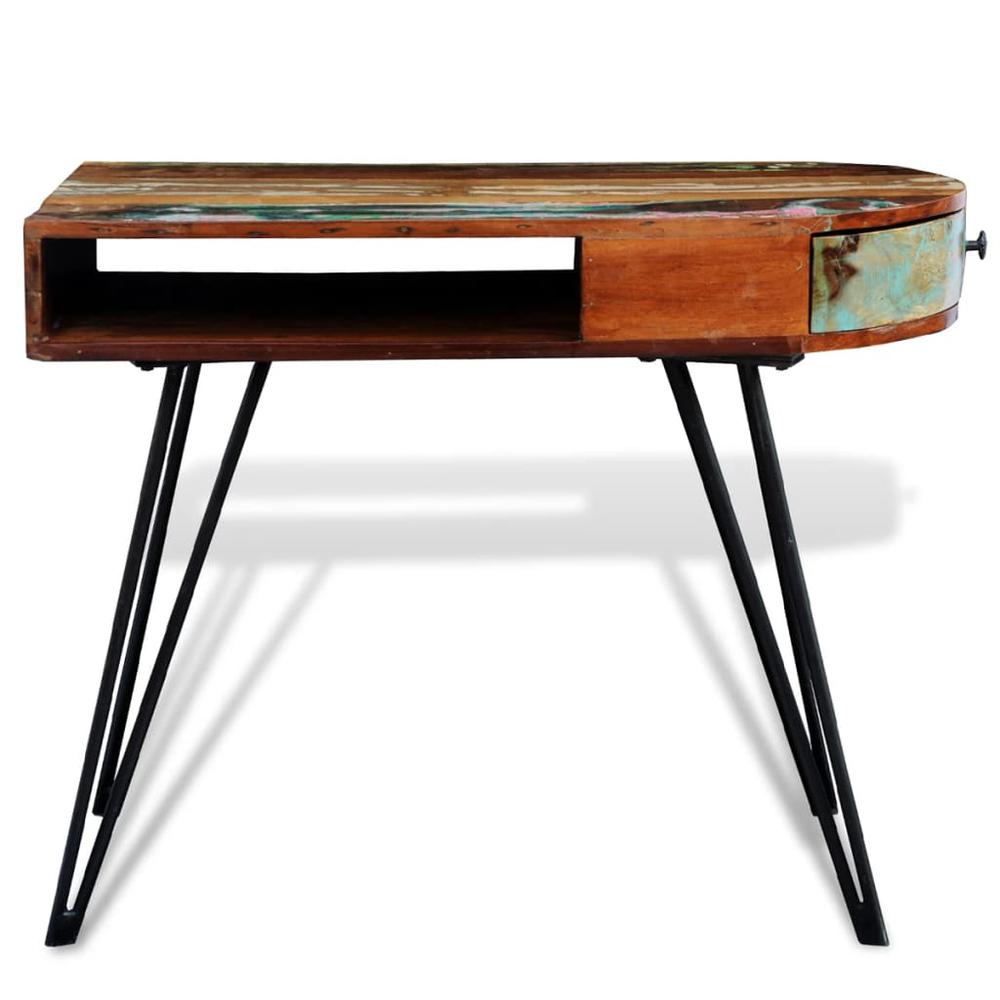 Reclaimed Solid Wood Desk with Iron Pin Legs, 241641. Picture 6
