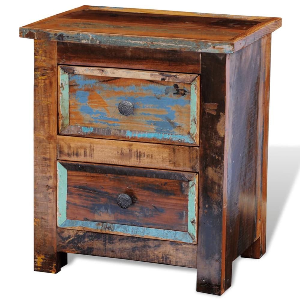 vidaXL Nightstand with 2 Drawers Solid Reclaimed Wood, 241643. Picture 6