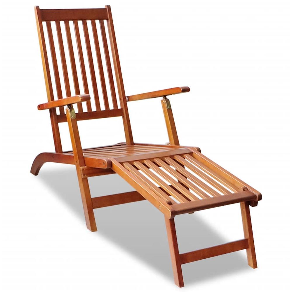 vidaXL Outdoor Deck Chair with Footrest Solid Acacia Wood, 41433. Picture 1
