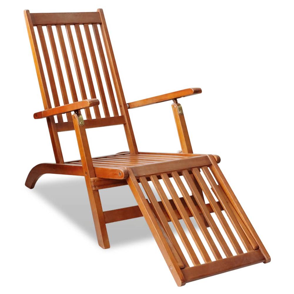 vidaXL Outdoor Deck Chair with Footrest Solid Acacia Wood, 41433. Picture 6