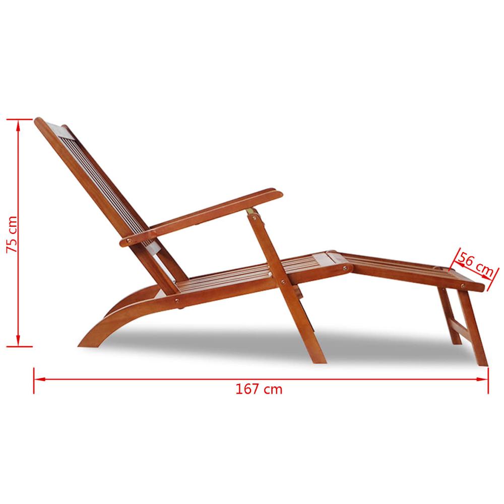 vidaXL Outdoor Deck Chair with Footrest Solid Acacia Wood, 41433. Picture 7