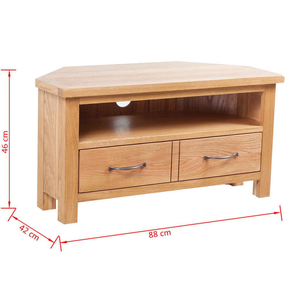 vidaXL TV Cabinet with Drawer Solid Oak Wood 34.6"x16.5"x18.1", 241676. Picture 7