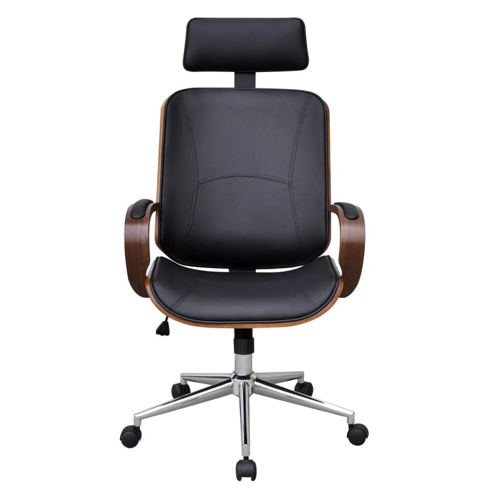 Swivel Office Chair with Headrest Bentwood Artificial Leather. Picture 1