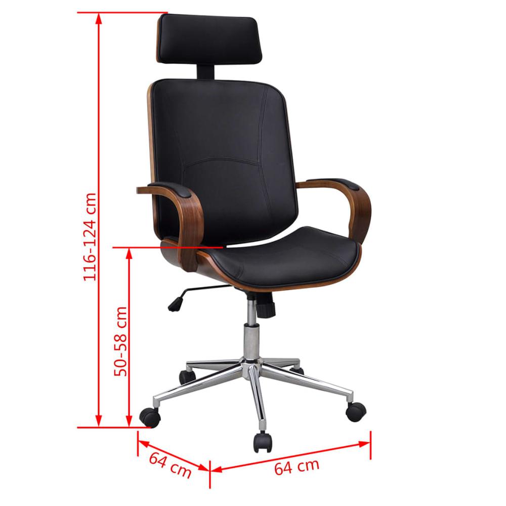 Swivel Office Chair with Headrest Bentwood Artificial Leather. Picture 4