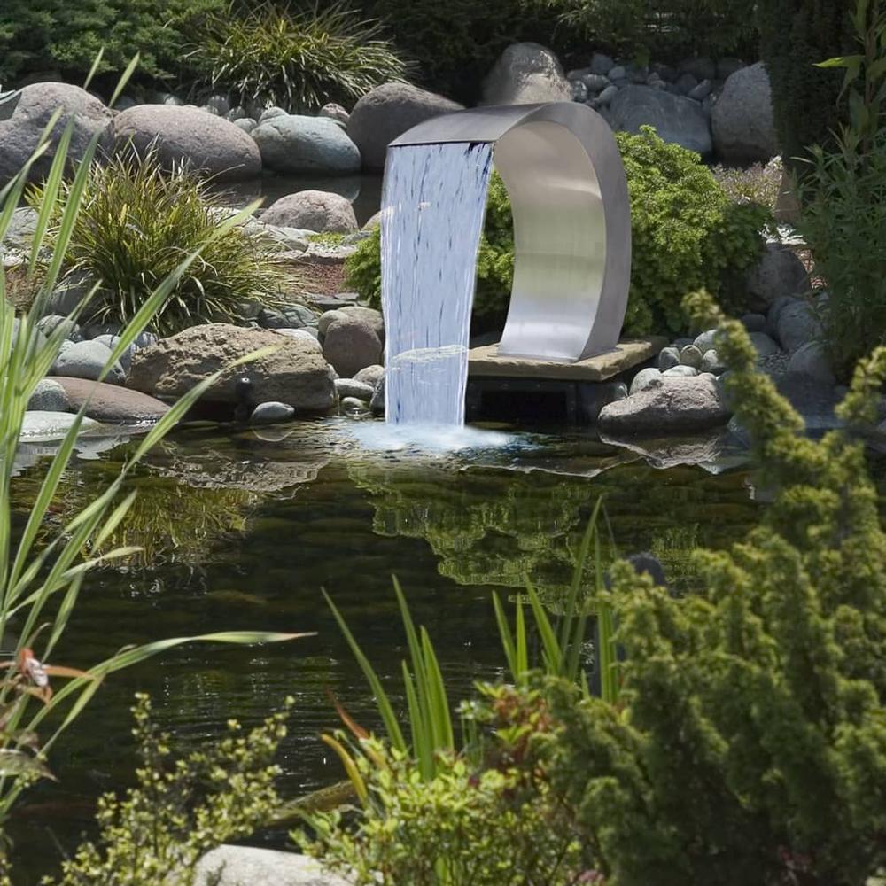 Garden Waterfall Pool Fountain Stainless Steel 17.7" x 11.8" x 23.6", 41685. Picture 3