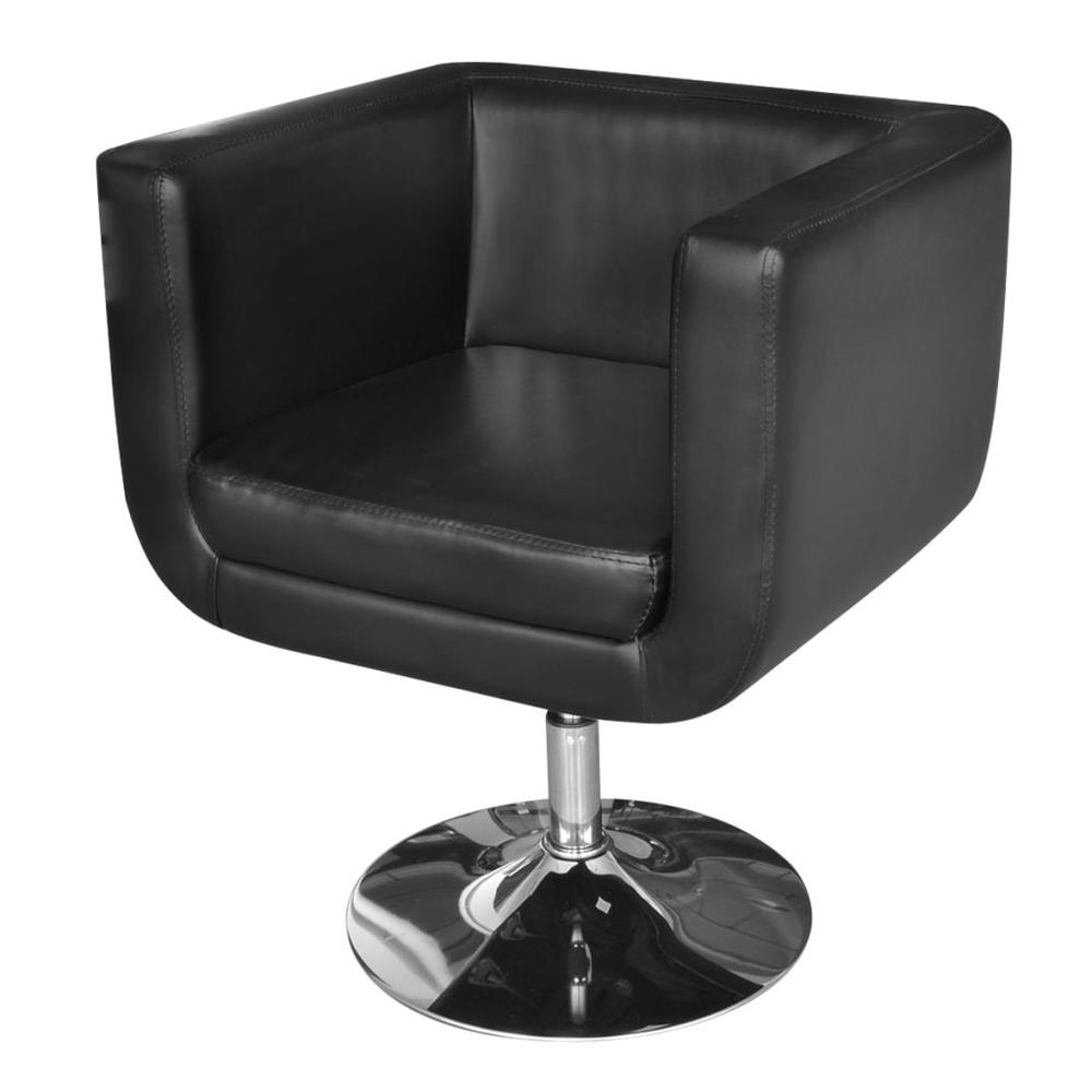 vidaXL Armchair with Chrome Base Black Faux Leather, 241921. Picture 1