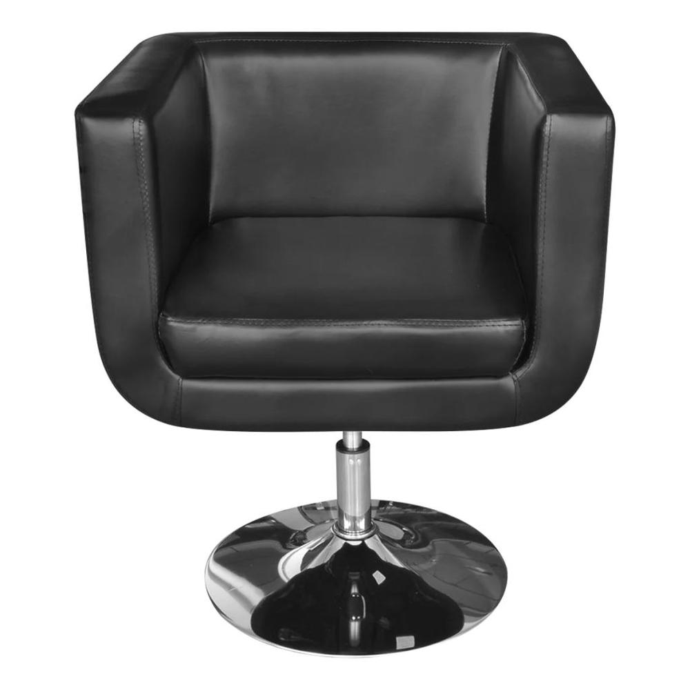 vidaXL Armchair with Chrome Base Black Faux Leather, 241921. Picture 2