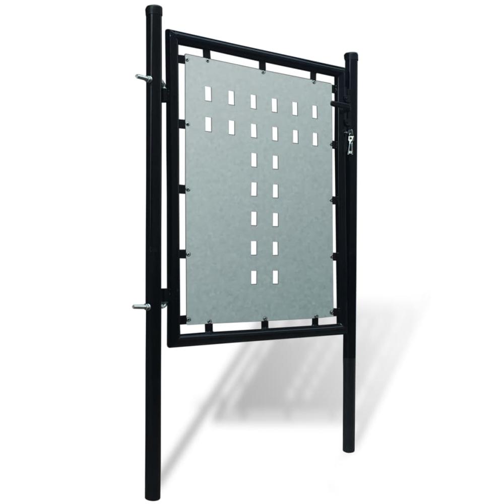 Black Single Door Fence Gate 39.4"x49.2". Picture 1
