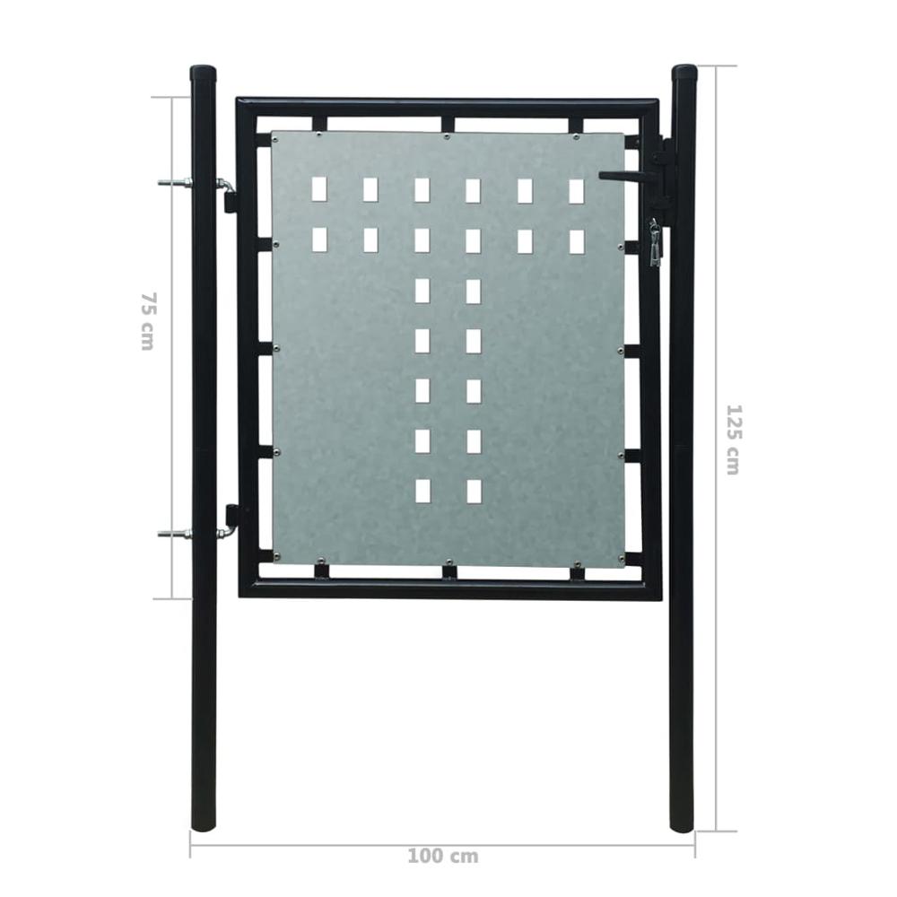 Black Single Door Fence Gate 39.4"x49.2". Picture 4