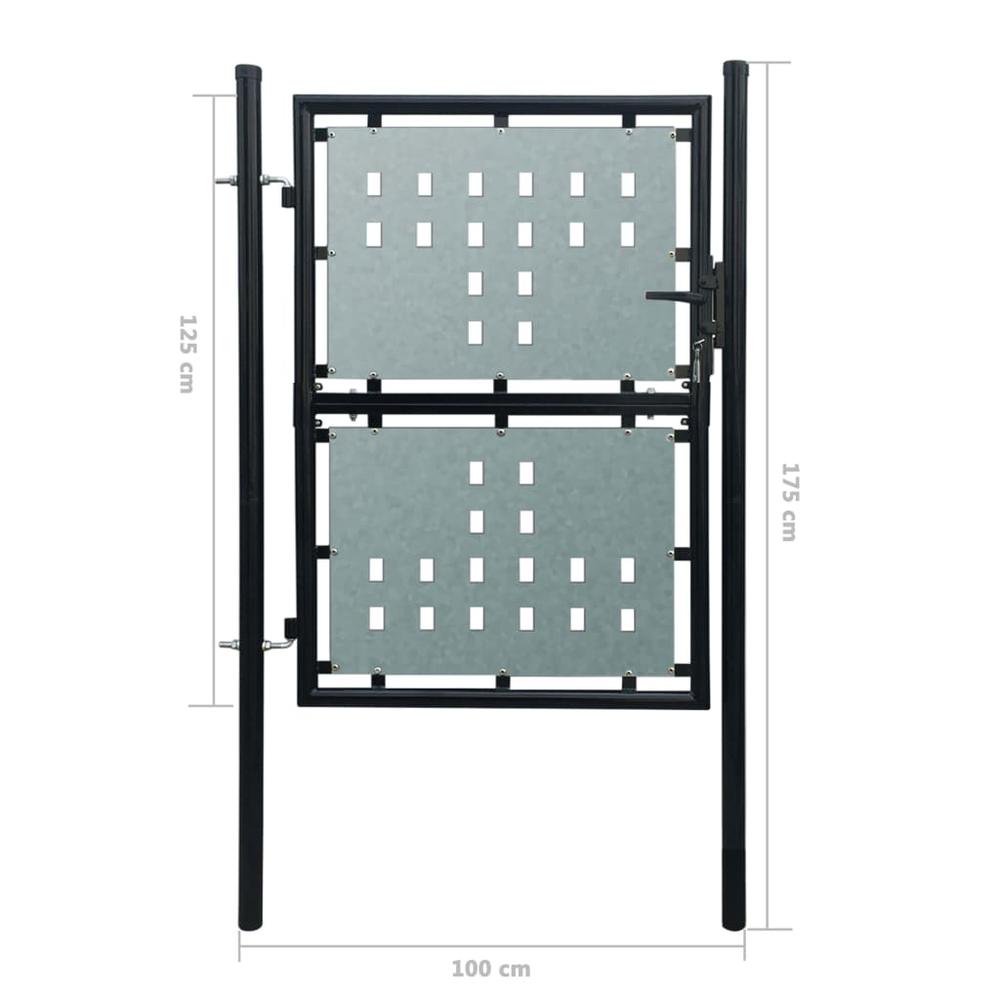 Black Single Door Fence Gate 39.4"x68.9". Picture 4