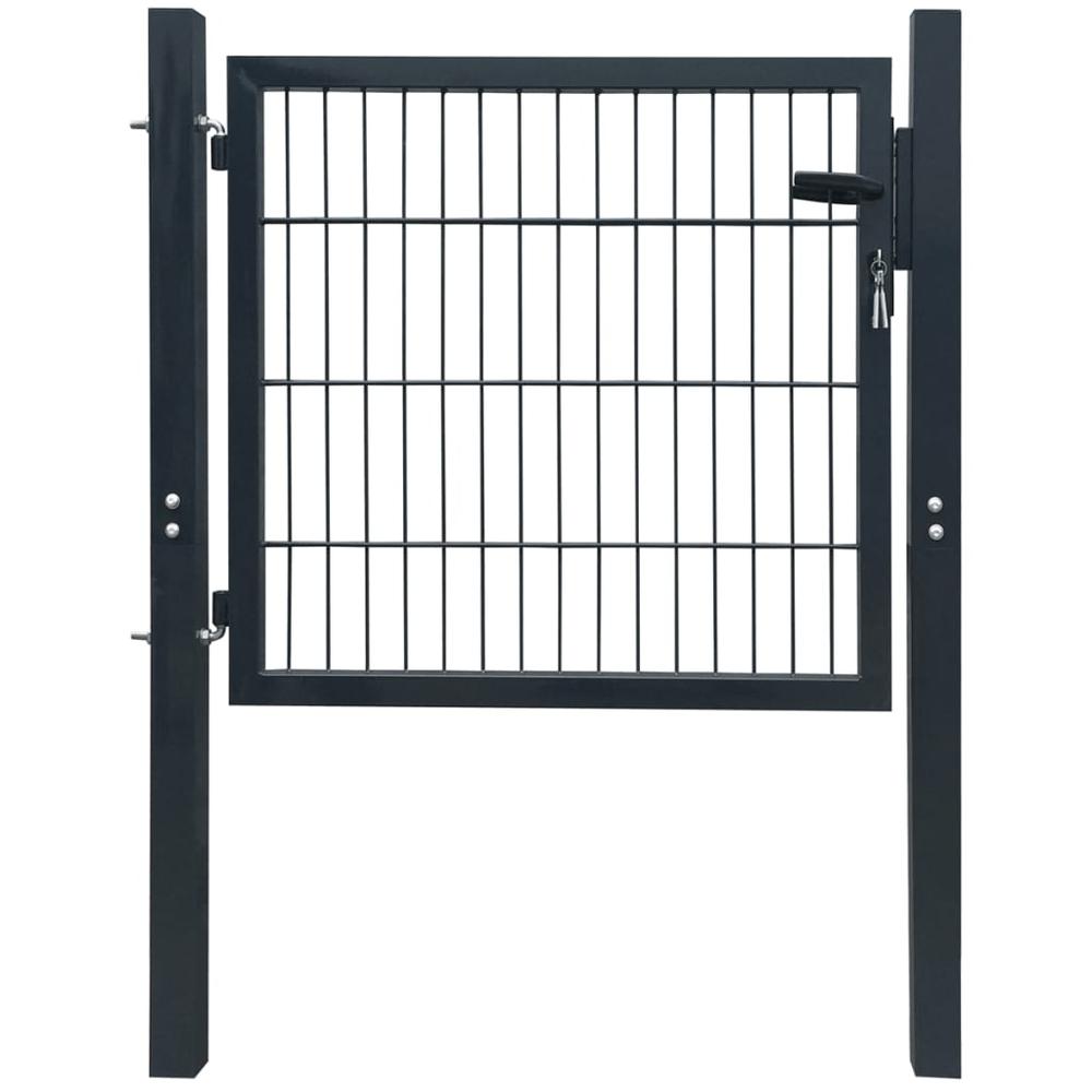 vidaXL 2D Fence Gate (Single) Anthracite Gray 41.7" x 51.2", 141740. Picture 1