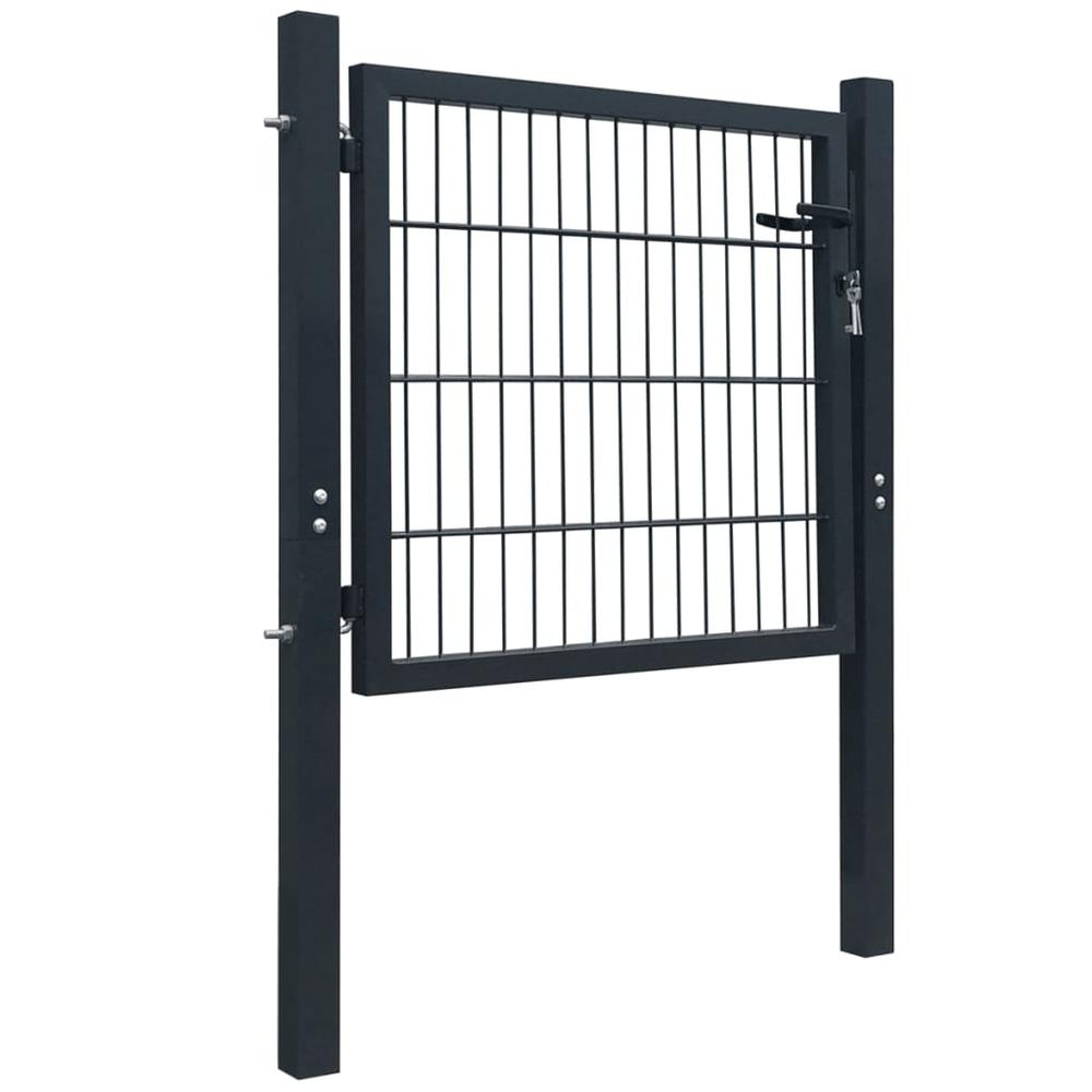 vidaXL 2D Fence Gate (Single) Anthracite Gray 41.7" x 51.2", 141740. Picture 2