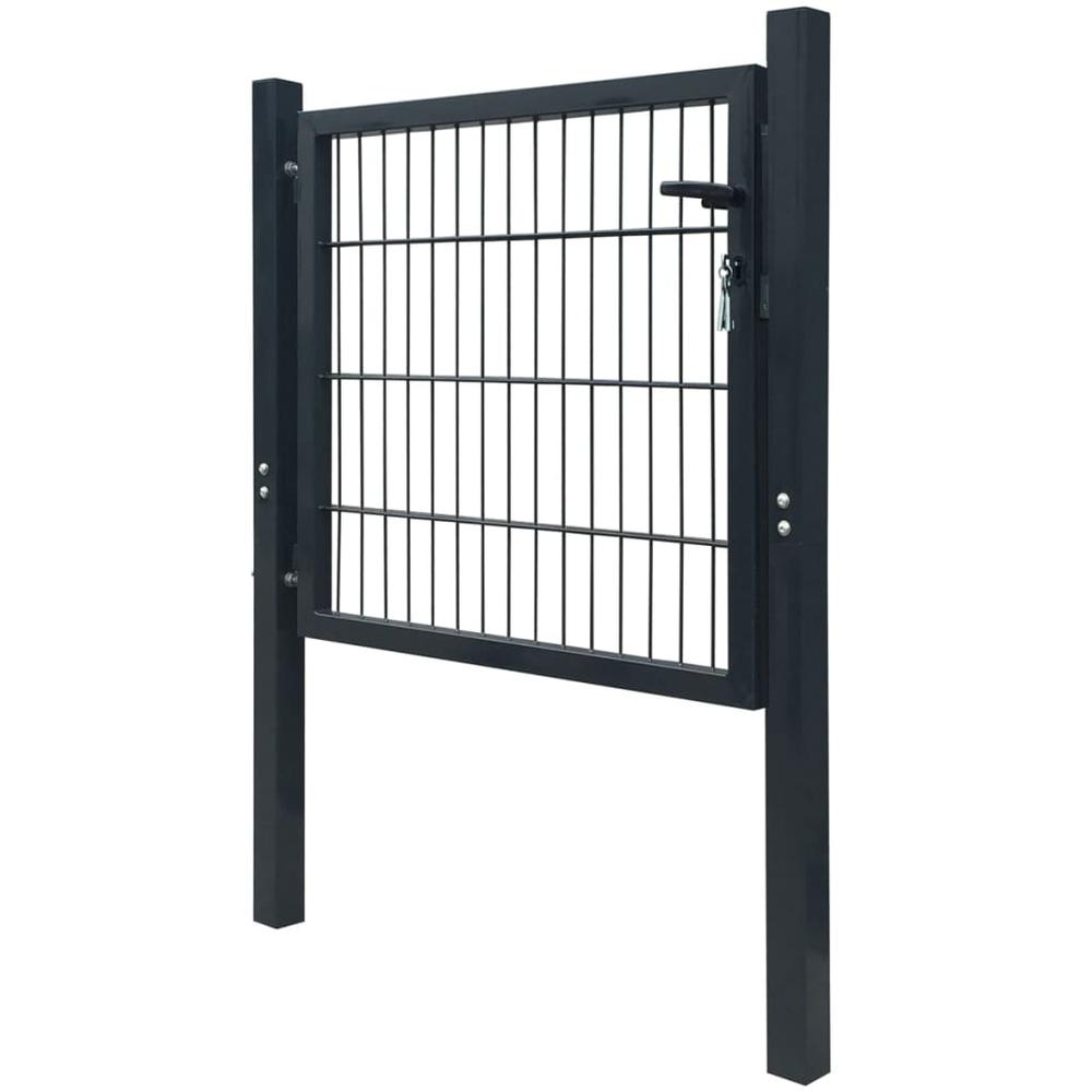 vidaXL 2D Fence Gate (Single) Anthracite Gray 41.7" x 51.2", 141740. Picture 3