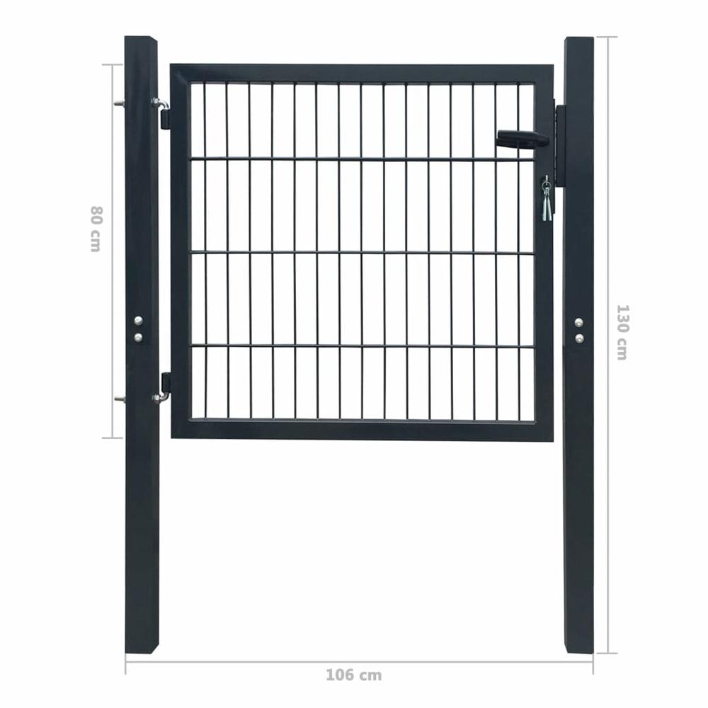 vidaXL 2D Fence Gate (Single) Anthracite Gray 41.7" x 51.2", 141740. Picture 6