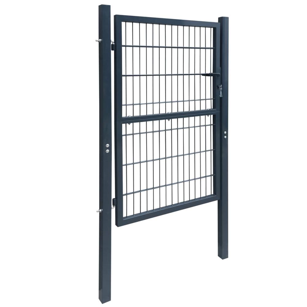 vidaXL 2D Fence Gate (Single) Anthracite Gray 41.7" x 66.9", 141742. Picture 2