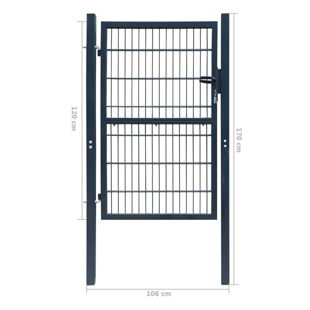 vidaXL 2D Fence Gate (Single) Anthracite Gray 41.7" x 66.9", 141742. Picture 7