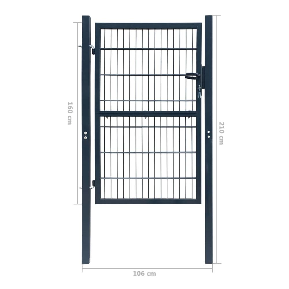 vidaXL 2D Fence Gate (Single) Anthracite Gray 41.7" x 82.7", 141744. Picture 7