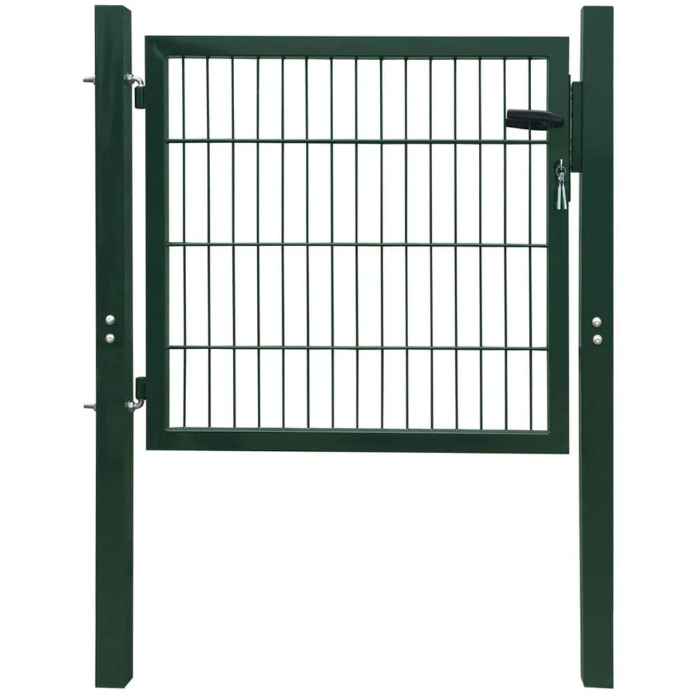 vidaXL 2D Fence Gate (Single) Green 41.7" x 51.2", 141747. Picture 1