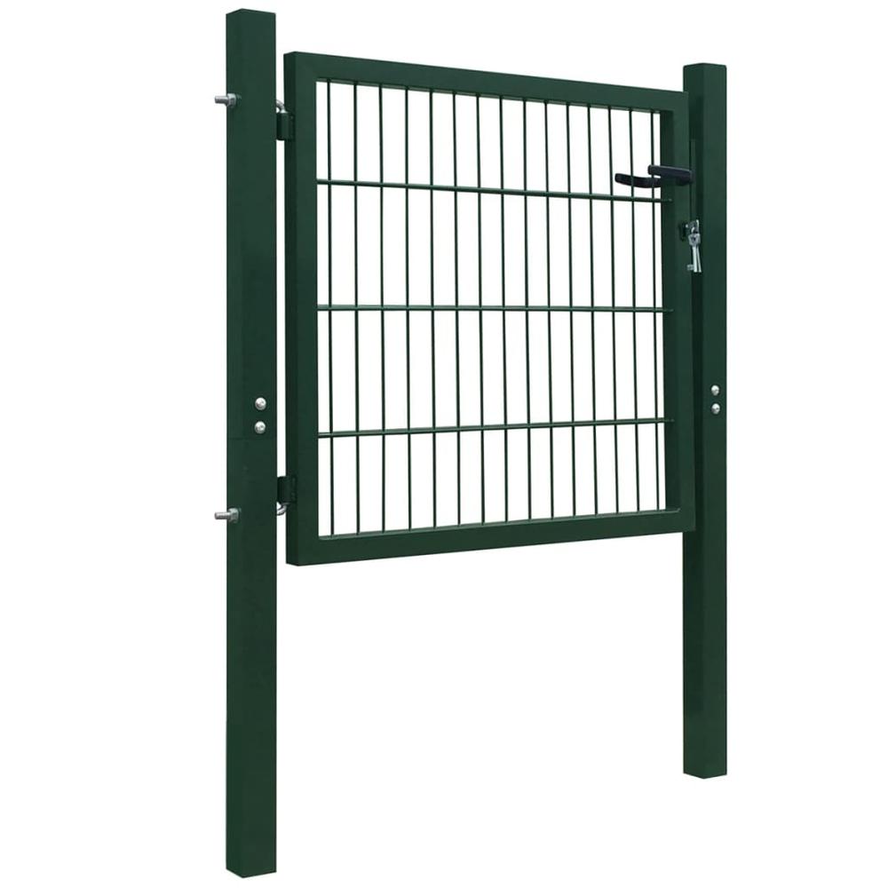 vidaXL 2D Fence Gate (Single) Green 41.7" x 51.2", 141747. Picture 2