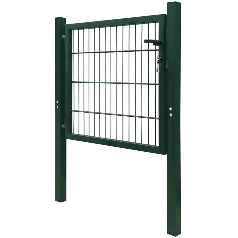 vidaXL 2D Fence Gate (Single) Green 41.7" x 51.2", 141747. Picture 3