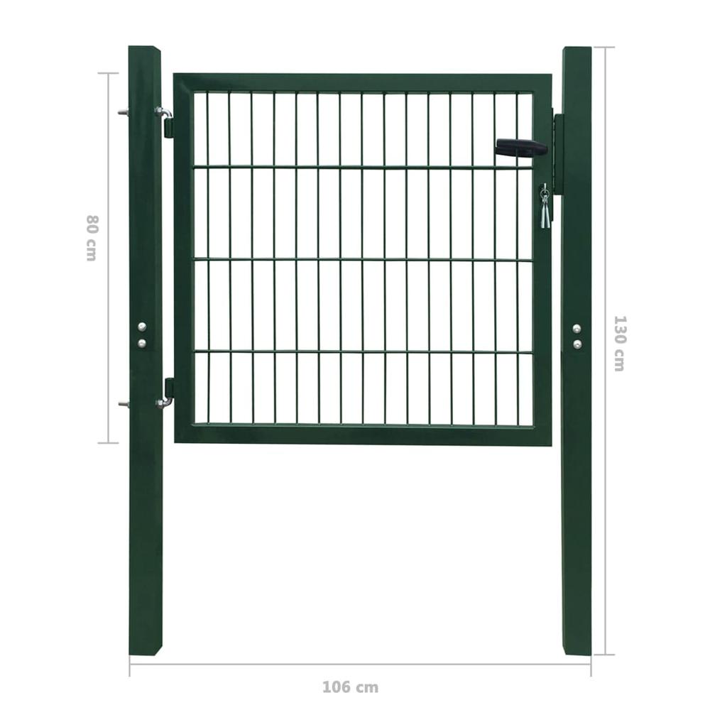 vidaXL 2D Fence Gate (Single) Green 41.7" x 51.2", 141747. Picture 6