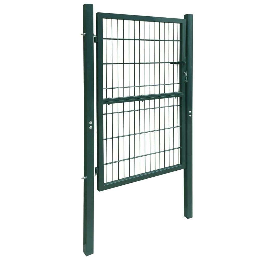 vidaXL 2D Fence Gate (Single) Green 41.7" x 66.9", 141749. Picture 2