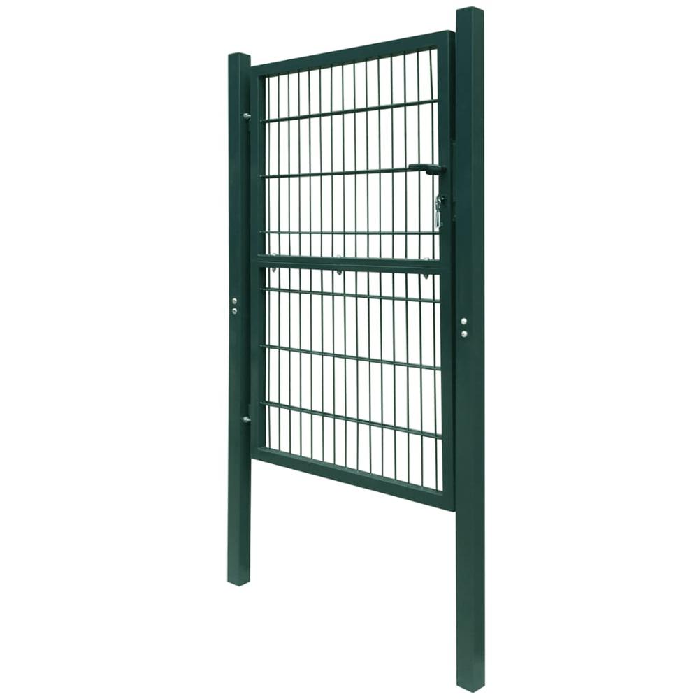 vidaXL 2D Fence Gate (Single) Green 41.7" x 66.9", 141749. Picture 3