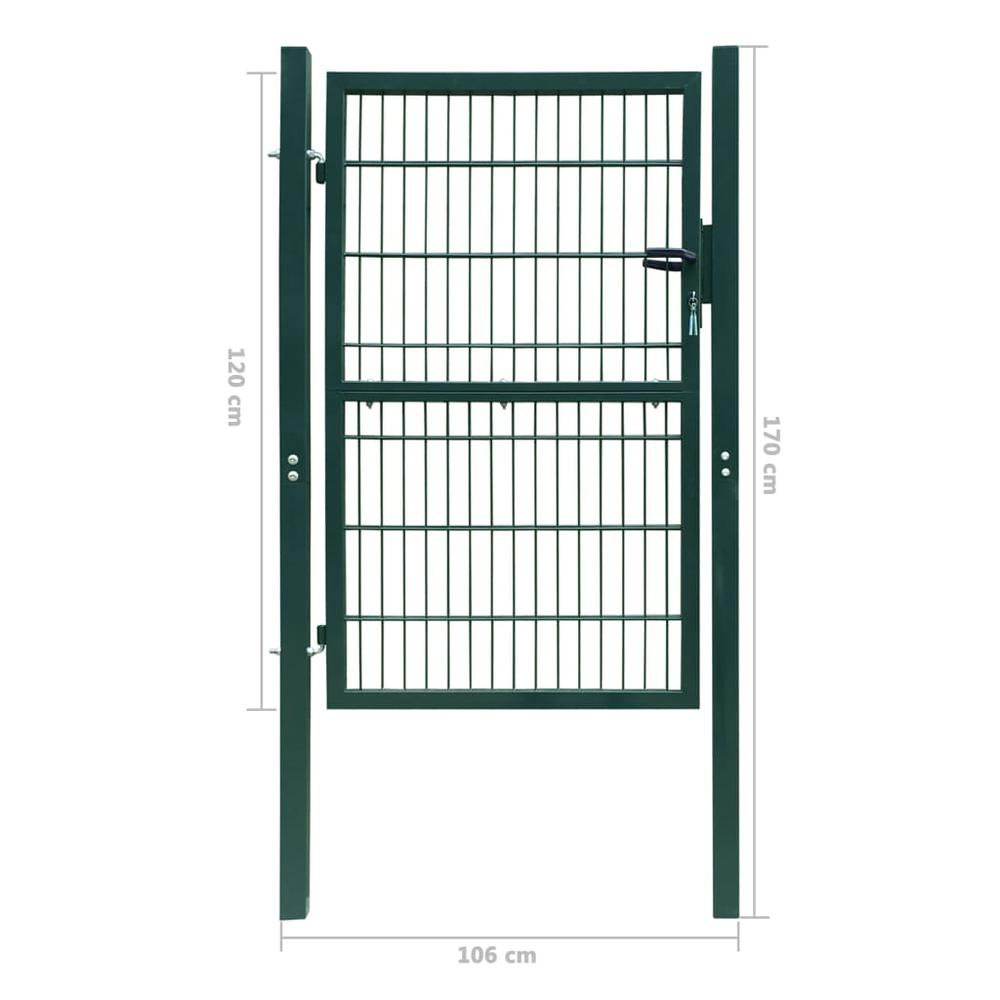 vidaXL 2D Fence Gate (Single) Green 41.7" x 66.9", 141749. Picture 7