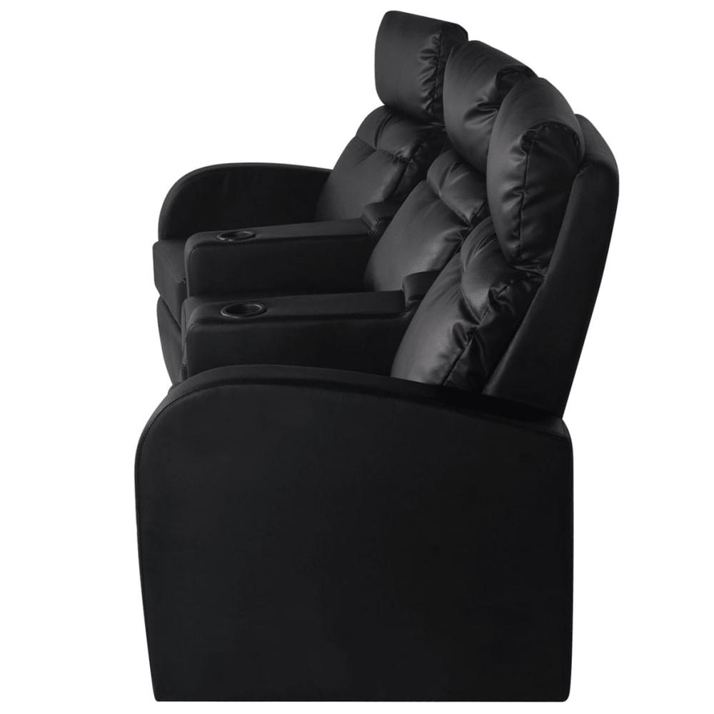 vidaXL Recliner 3-seat Artificial Leather Black, 242002. Picture 3