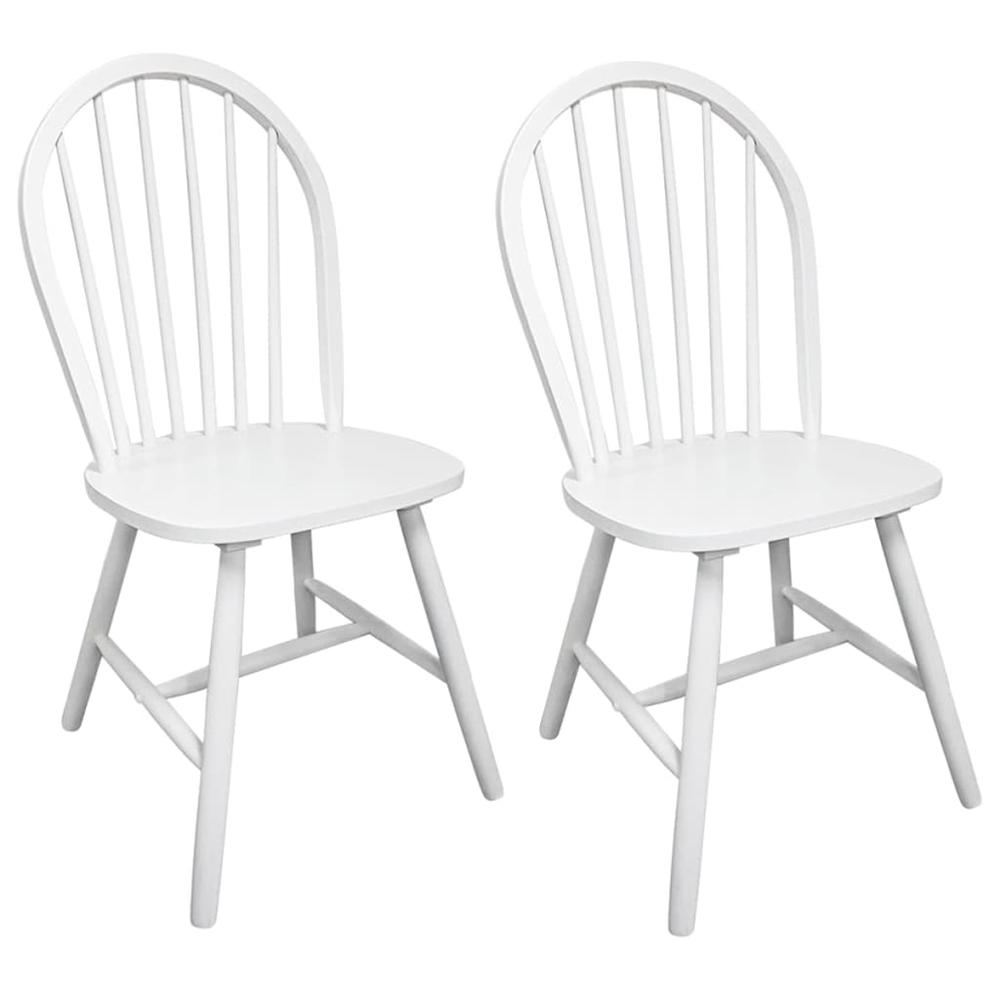 Dining Chairs 2 pcs White Solid Rubber Wood. Picture 1