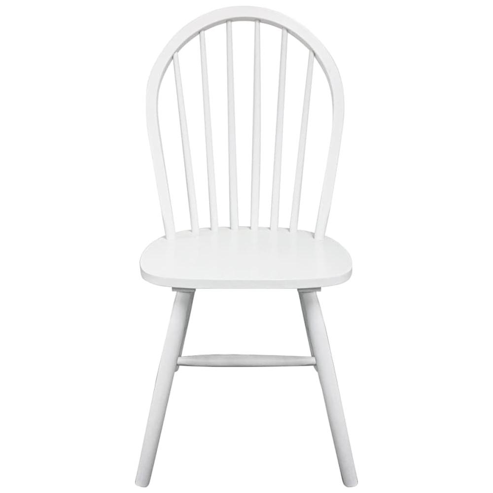 Dining Chairs 2 pcs White Solid Rubber Wood. Picture 2