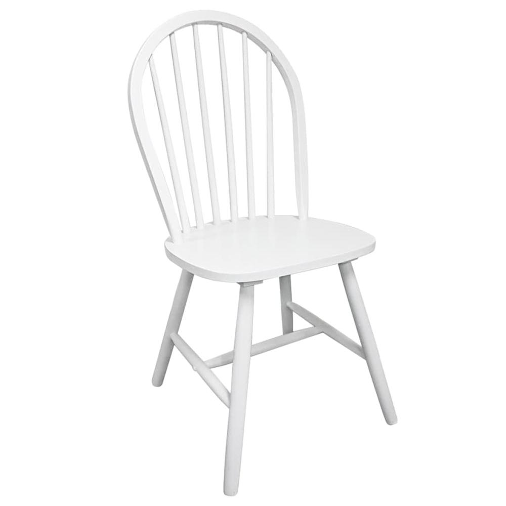 Dining Chairs 2 pcs White Solid Rubber Wood. Picture 3