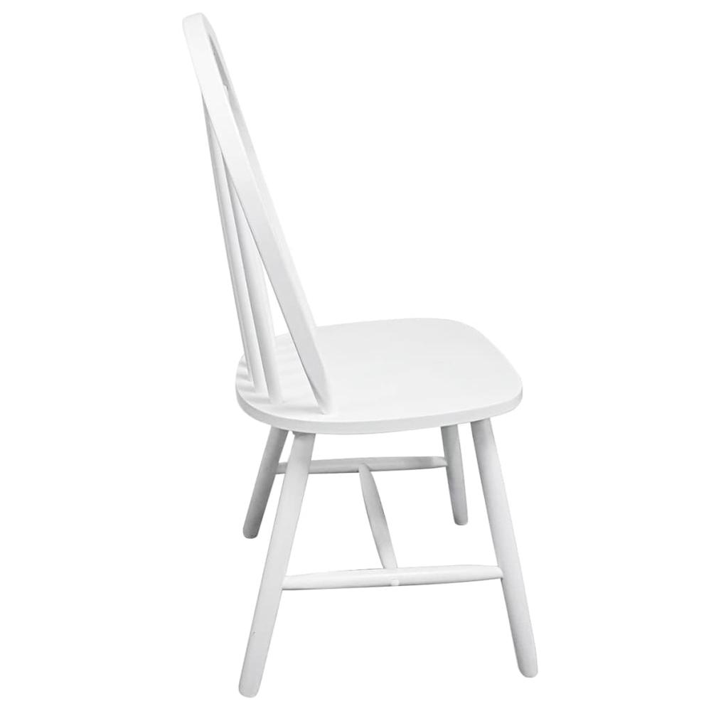 Dining Chairs 2 pcs White Solid Rubber Wood. Picture 4