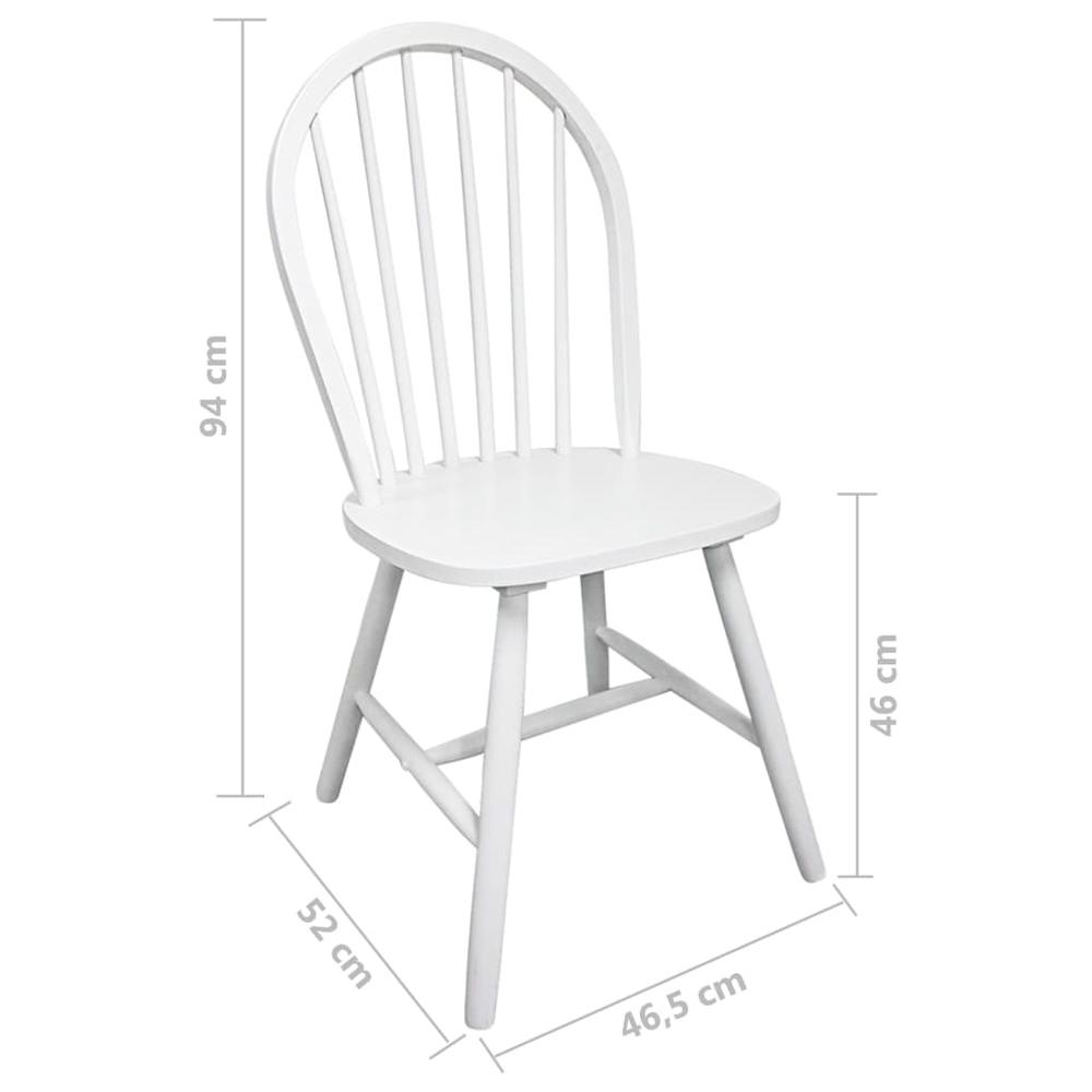 Dining Chairs 2 pcs White Solid Rubber Wood. Picture 5