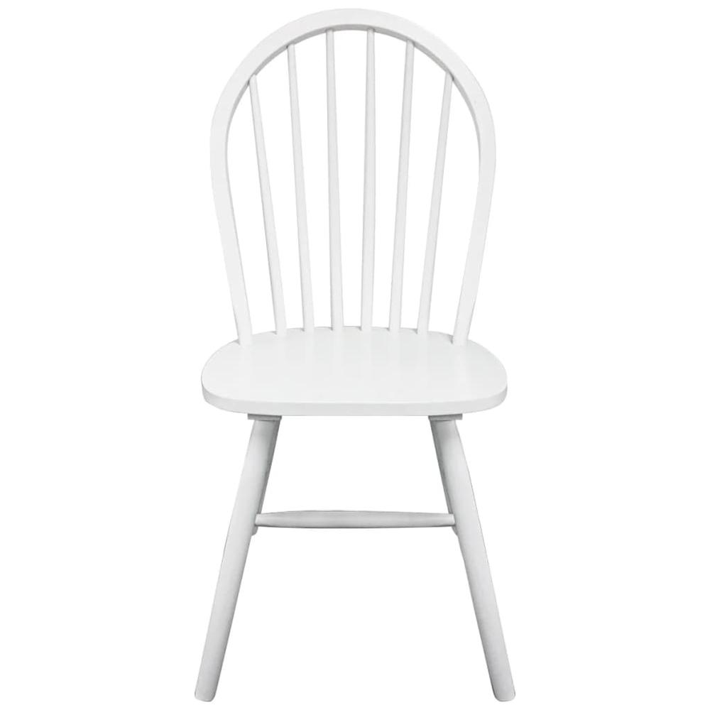 Dining Chairs 4 pcs White Solid Rubber Wood. Picture 2