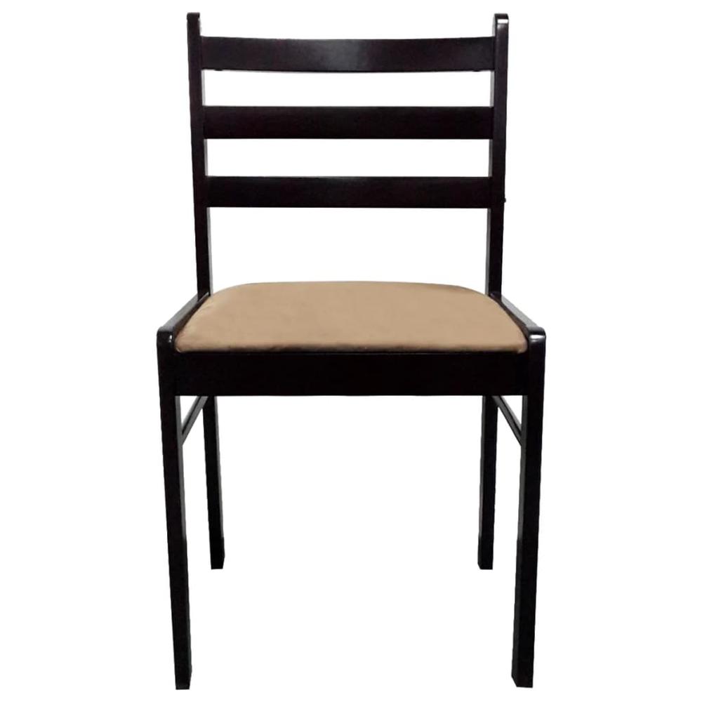 Dining Chairs 4 pcs Brown Solid Rubber Wood and Velvet. Picture 2