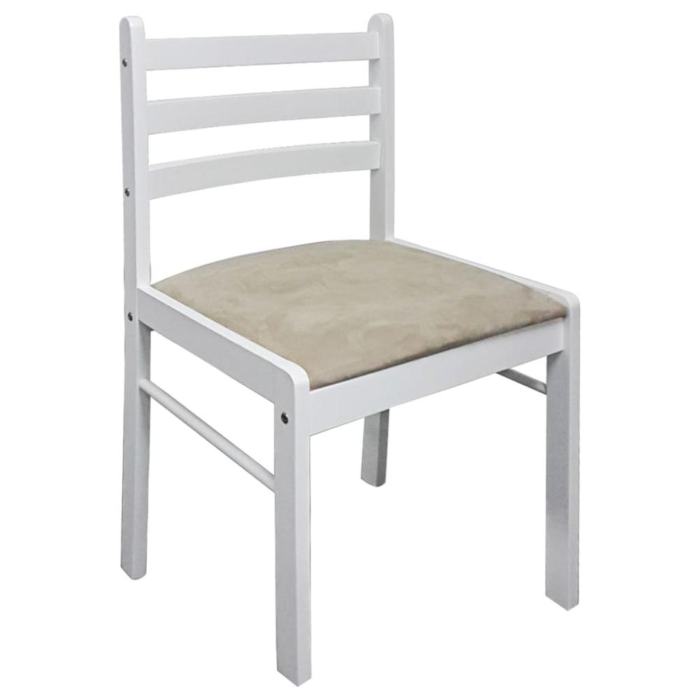 Dining Chairs 4 pcs White Solid Rubber Wood and Velvet. Picture 3