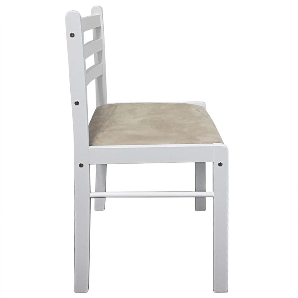 Dining Chairs 4 pcs White Solid Rubber Wood and Velvet. Picture 4